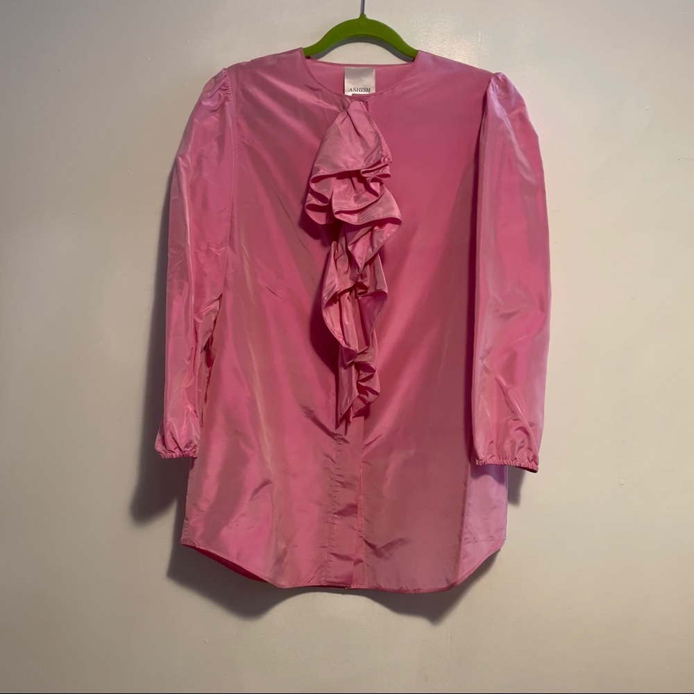 ASHISH Pink Silk Ruffle Shirt oversized